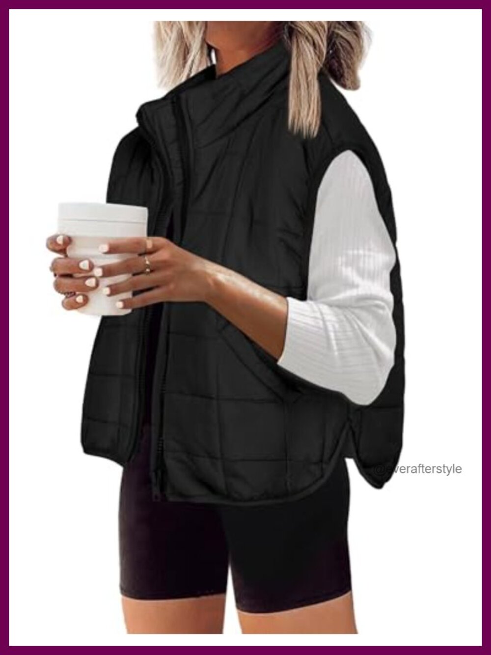 Womens Quilted Puffer Vest Sleeveless Zip Up Outerwear Warm Gilet